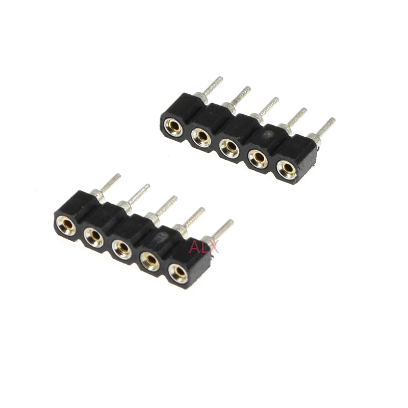 10Pcs 1X5 Pin Enkele Rij Ronde Vrouwelijke Pin Header 2.54Mm Toonhoogte Strip Connector Socket 5 P 5PIN 5 pin Voor Pcb Board Arduino