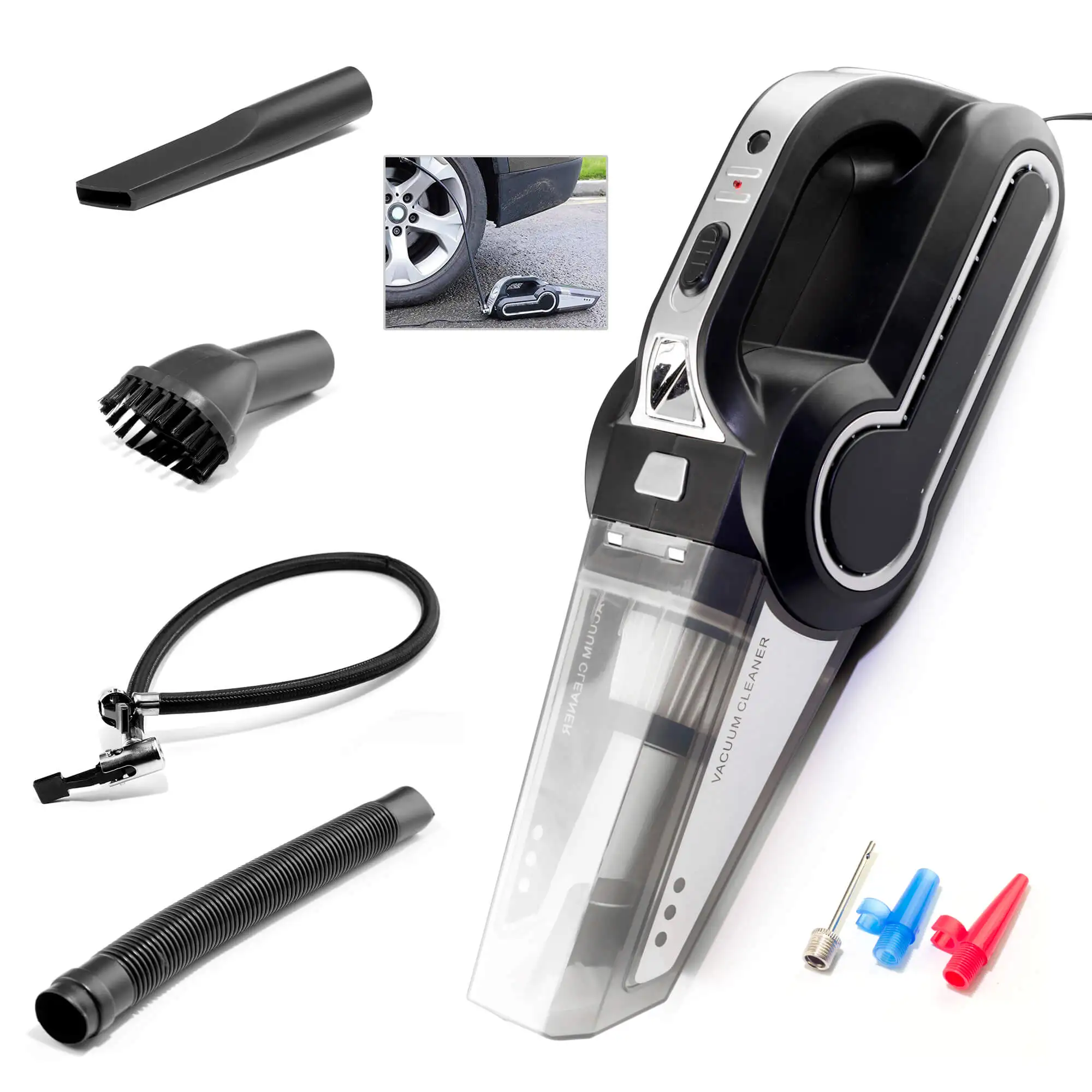 120W 4500mbar Car Vacuum Cleaner 12V Mini Powerful Cyclone Suction Portable Rechargeable  Powerful  Auto Wet And Dry dual-use