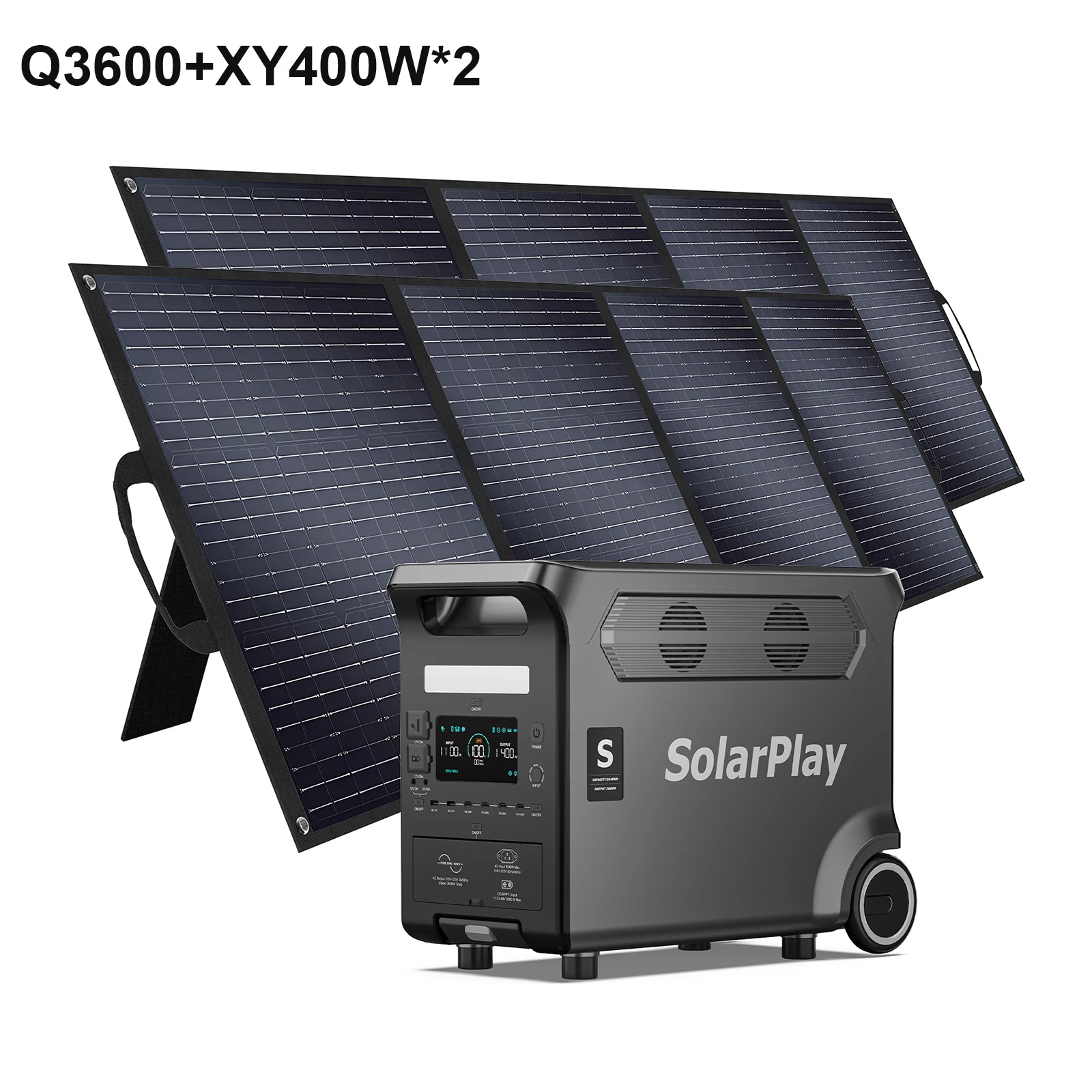 SOLARPLAY 1200000 mAh energiestation Q3600 draagbare elektrische generator opvouwbare zonneplaat mobiele oplader 400 watt paneel voor camper