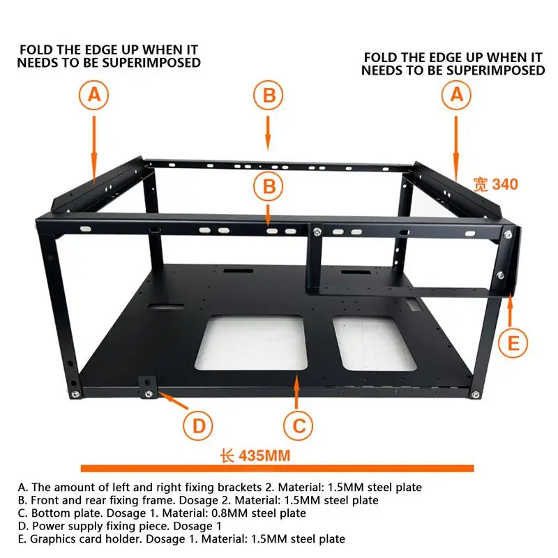 Imagem -05 - Caixa do Computador Motherboard Rack Quadro de Alumínio Rack de Resfriamento Suporte de Chassis Aberto Boa Dissipação de Calor Diy