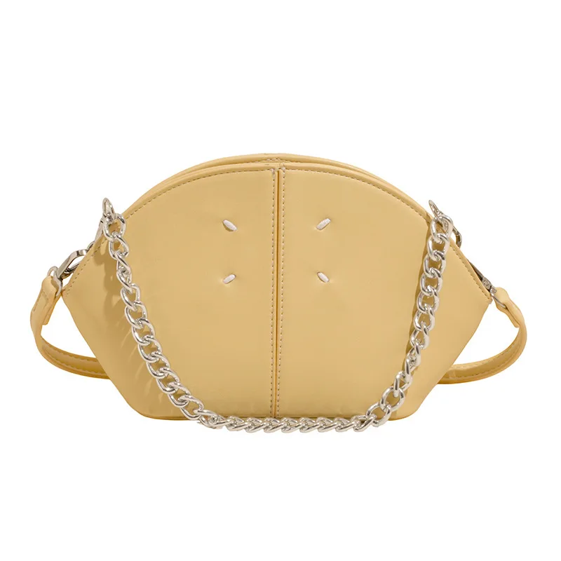 

Retro niche design soft leather shell handbag four point versatile solid color chain shoulder bag semi-circular casual diagonal