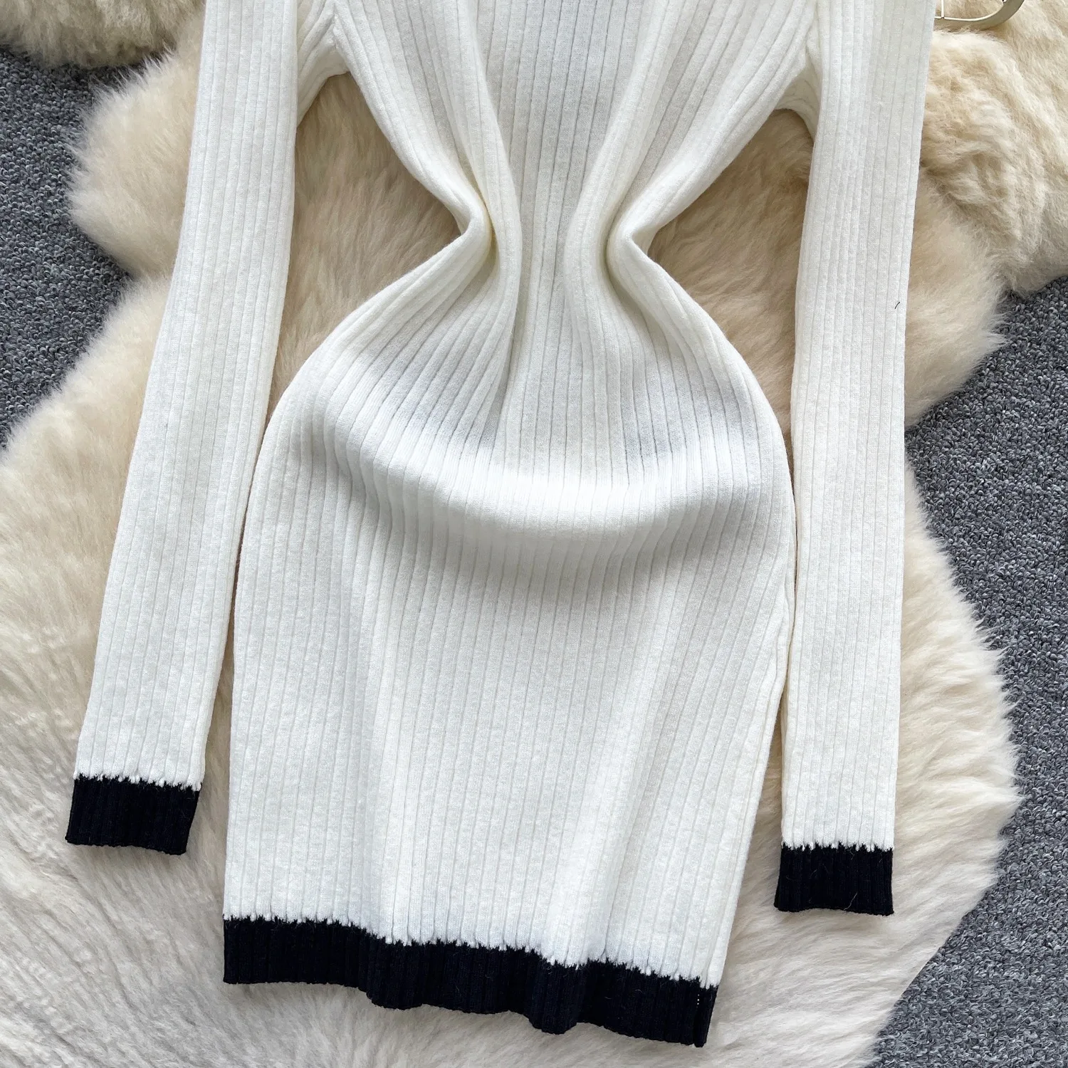 Picture 6: Winter Sweater vestidos feminino Women Vintage Long Sleeve Slim Sexy Bodycon Dress Korean Fashion Casual Robe Femme