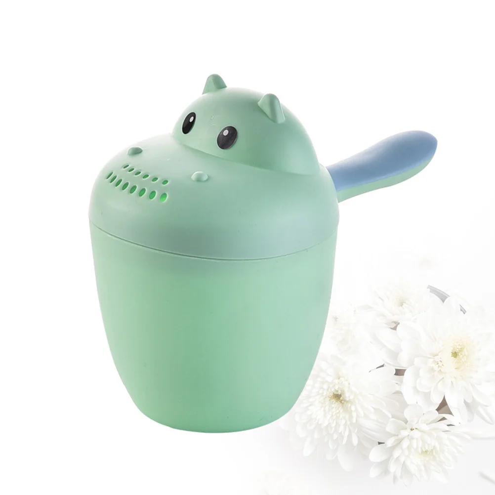 

Kids Baby Shampoo Cup Cartoon Hippo Shape Baby Bath Shower Caps Cup Spoons Bath Toys for Children Birthday Gift (Green)