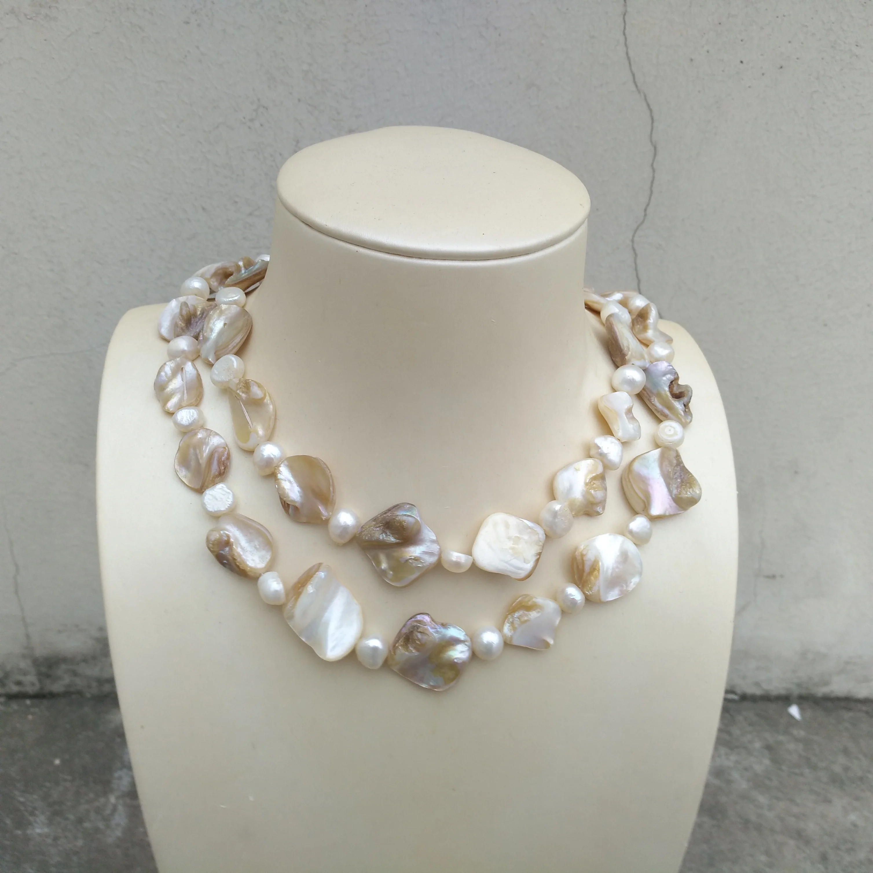 Apply Any Occasion Aaa White South Sea White Pearl +Shell Necklace 90cm Hand knotted