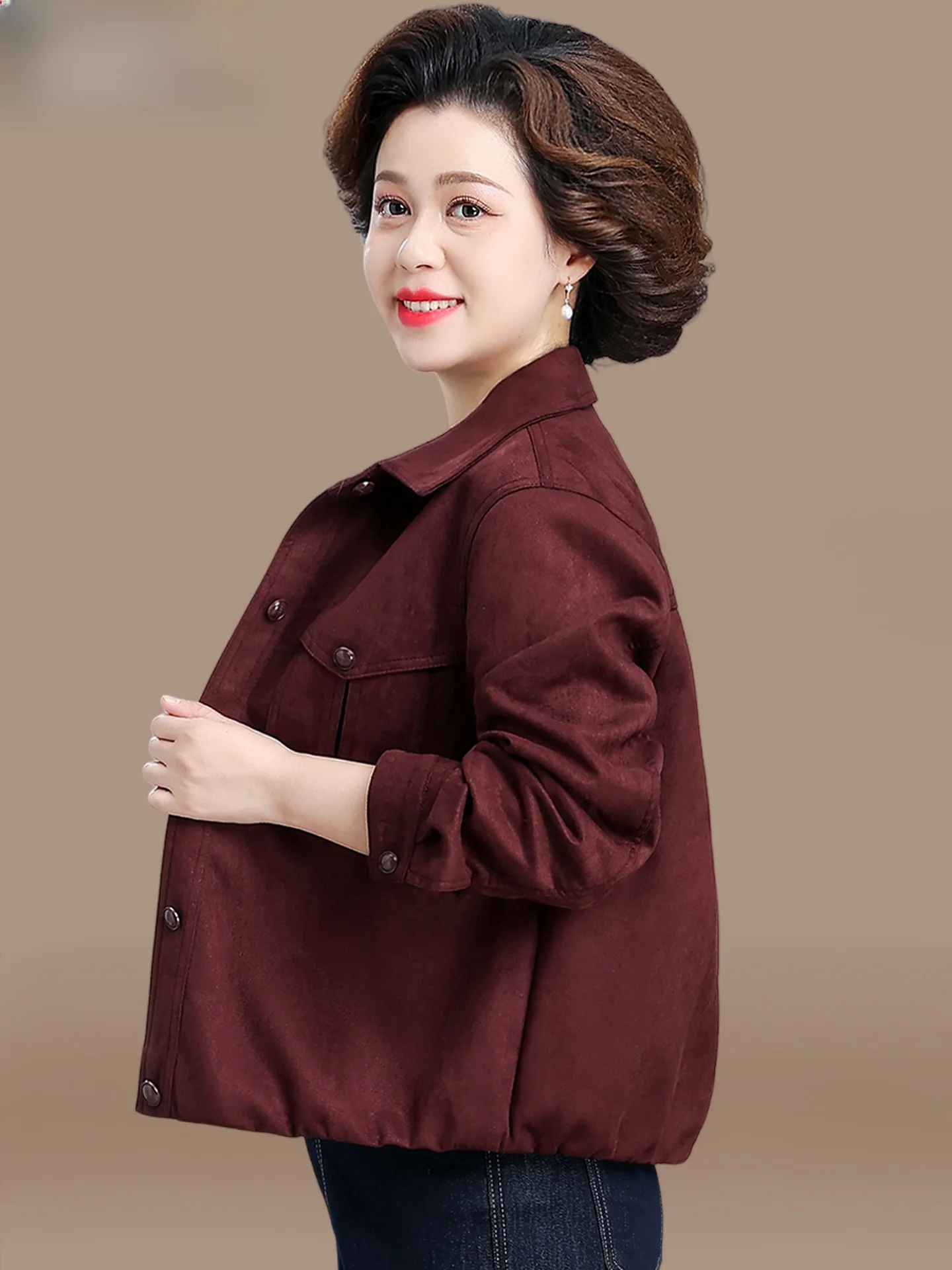 

Молодежная женская куртка для осени, повседневное свободное пальто из полиэстера для женщин среднего возраста, весенне-осеннее пальто