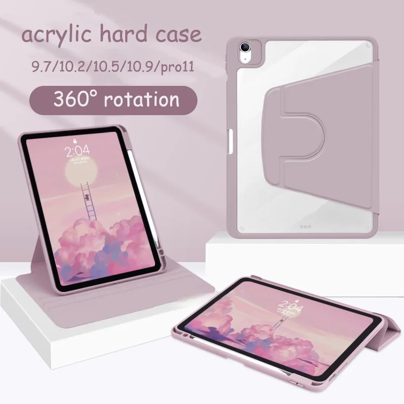 

360 Degree Rotating Case for IPad 10th Gen 10.9 Pro 11 2021 10.2 9th Air4 5 Smart Auto Sleep Wake Case with Pencil Slot