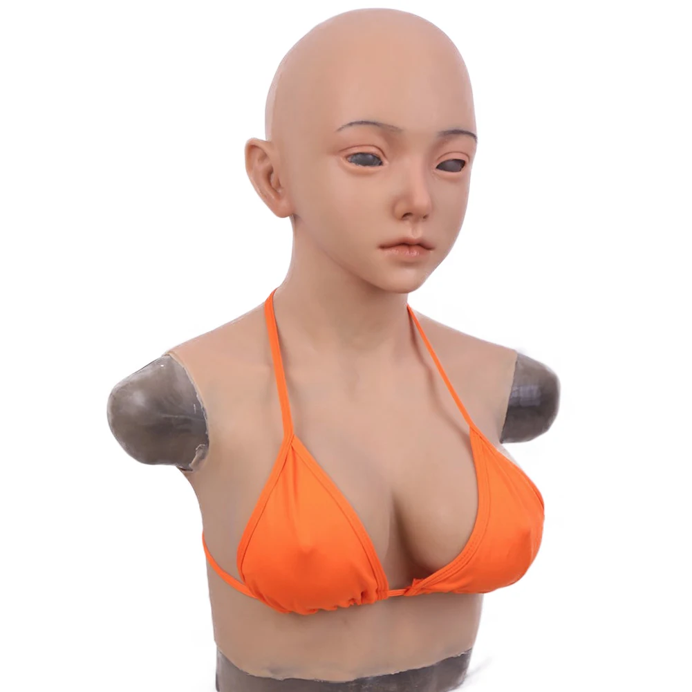 Silicone Female Mask with Boobs Realistic Silicone Breast Forms Fake Boobs Transgender Cosplay for Cosplay Crossdresser