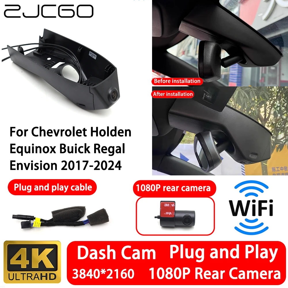 for Chevrolet Holden Equinox Buick Regal Envision 2017-2024 4K Front Rear Camera Dash Cam Wifi Plug and Play Video Recorde