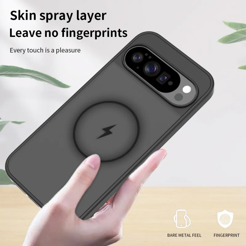 Capa magnética para google pixel 9 10 pro xl, capa para carregamento sem fio magsafe, fosca, translúcida, armadura dura