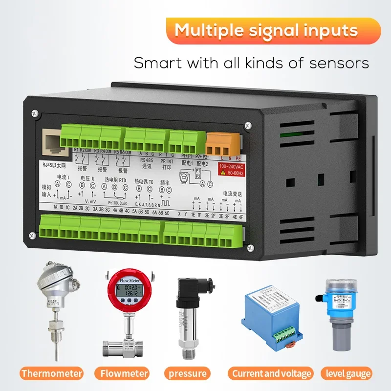 مسجل البيانات الرقمية الذكية مسجل بدون ورق مسجل مخطط درجة الحرارة 4-20mA الرطوبة تدفق الجهد الحالي