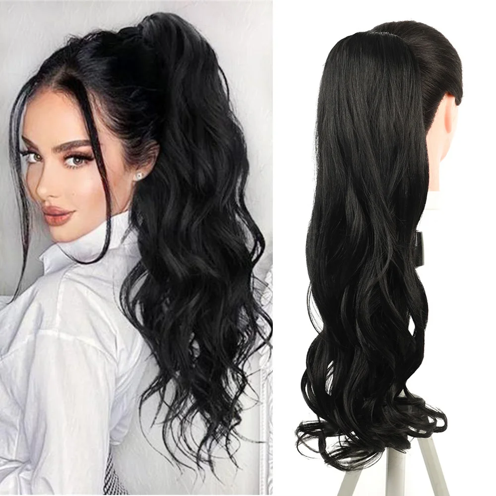 

Synthetic Natural Hair Horse Tails 22inches Body Wave Hair Extensions long Inches Human Hair Pigtail For Women Overhead Tail