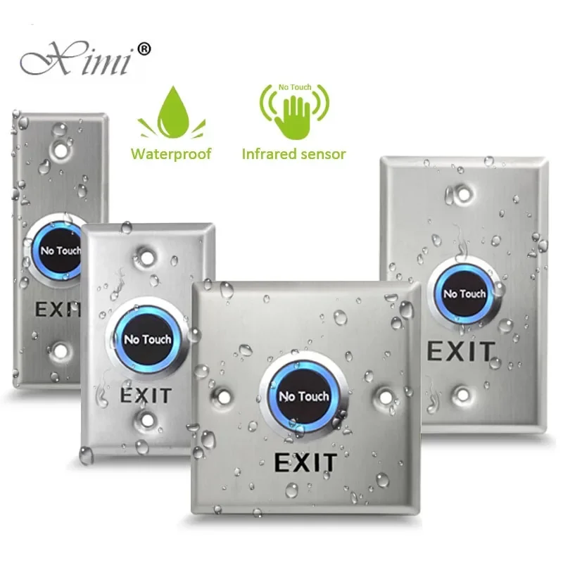 

Contactless Waterproof No Touch Sensor Exit Switch Induction Type Release Exit Button Switch Access Control DC12V/24V With LED