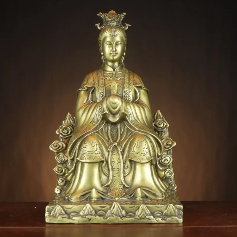 Brass statue of Goddess of , depicting the Jade Maiden of Mount Tai, a sacred deity home worship, available for
