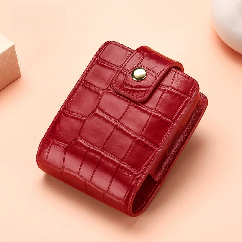 Simple crocodile pattern red envelope storage small portable makeup bag lipstick bag with mirror