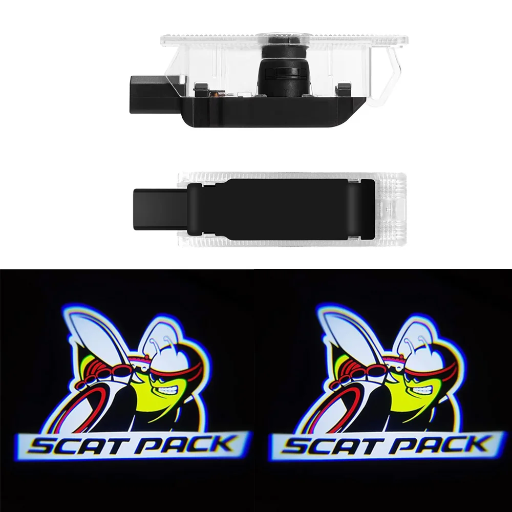 SCAT PACK Ghost Door Light 2pcs/Set SCAT PACK Welcome Light LED Courtesy Shadow Light Fit For Challenger 2008-2019 SRT 2013-2019