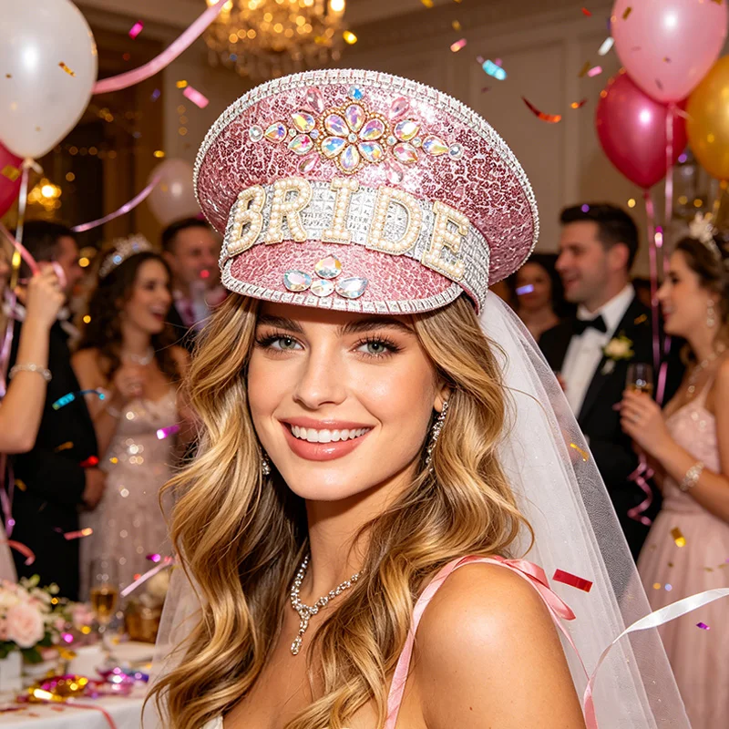 

Новая женская шляпа с камнями, розово-белая, в стиле милитари, роскошная, ручной работы, для невесты, капитана, сержанта, для вечеринок, свадеб, в стиле королевской шляпы