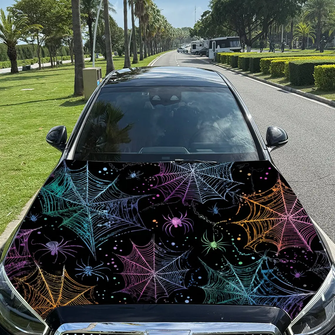 

Красочная виниловая пленка для автомобиля «Паутина», водонепроницаемая наклейка на капот автомобиля из материала ПВХ, самоклеящиеся устойчивые к царапинам наклейки для Engi