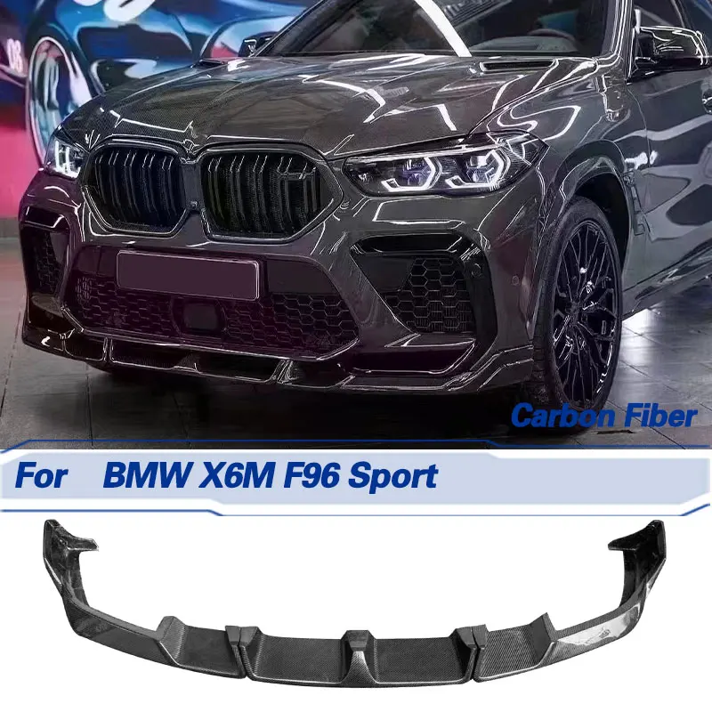 

Car Front Bumper Lip Spoiler Carbon Fiber for BMW X6M F96 Sport Utility 4-Door 2019-2023 Racing Front Lip Chin Apron Body Kit