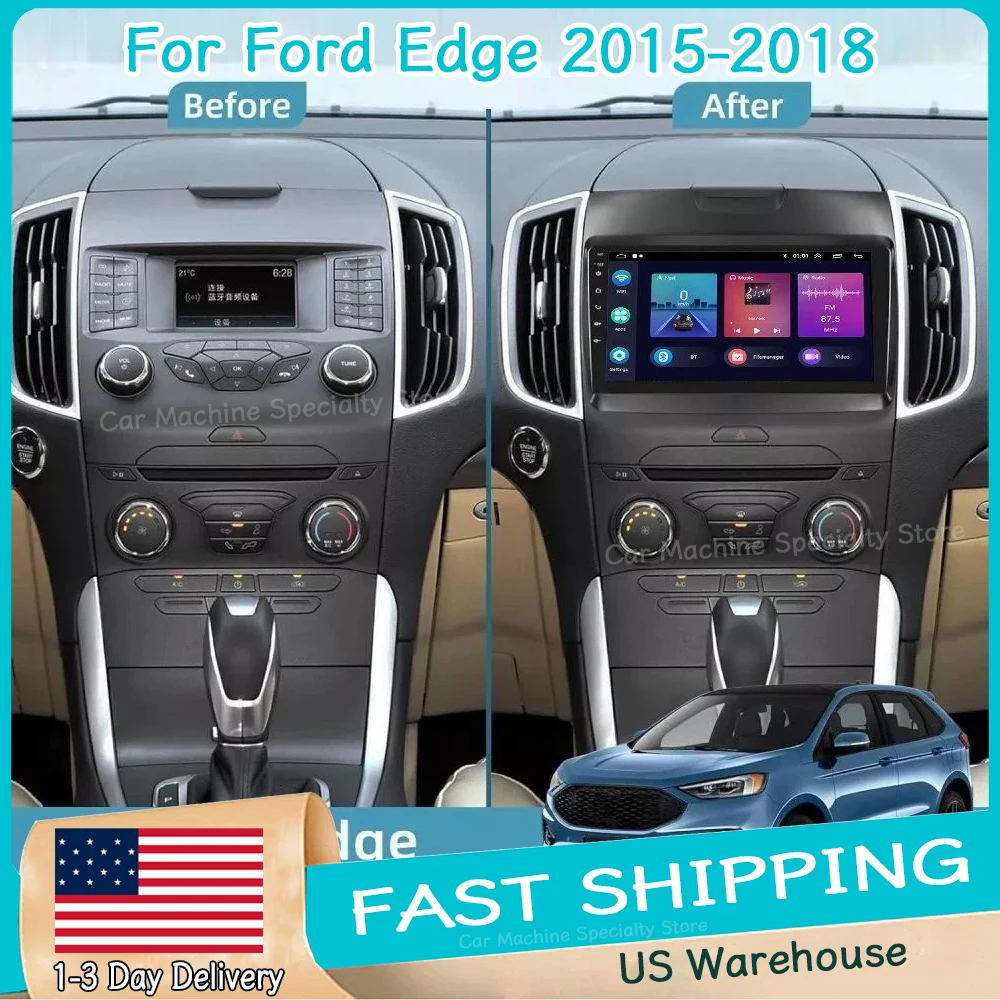 

9''Car Stereo Radio for Ford Edge 2015-2018 with Carplay Android Auto Android15 GPS Navigation 2+64GB with AHD Camera Microphone