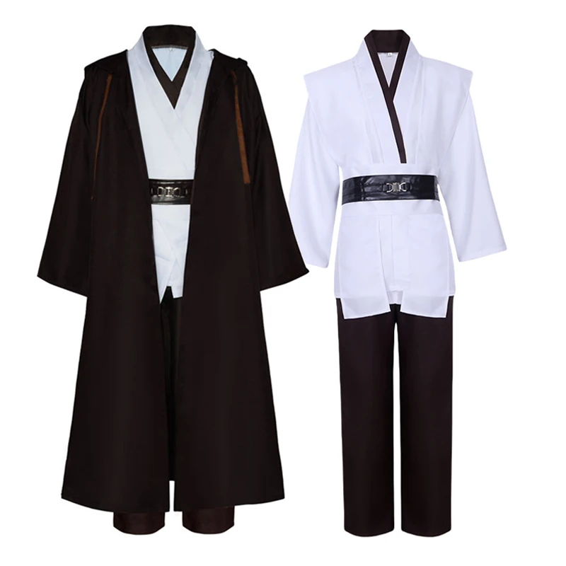 Realistic Jedi Costume Obi-Wan Kenobi Adult Cosplay Jedi Warrior Cosplay Hooded Cloak Clothing Suit Halloween Party Costumes