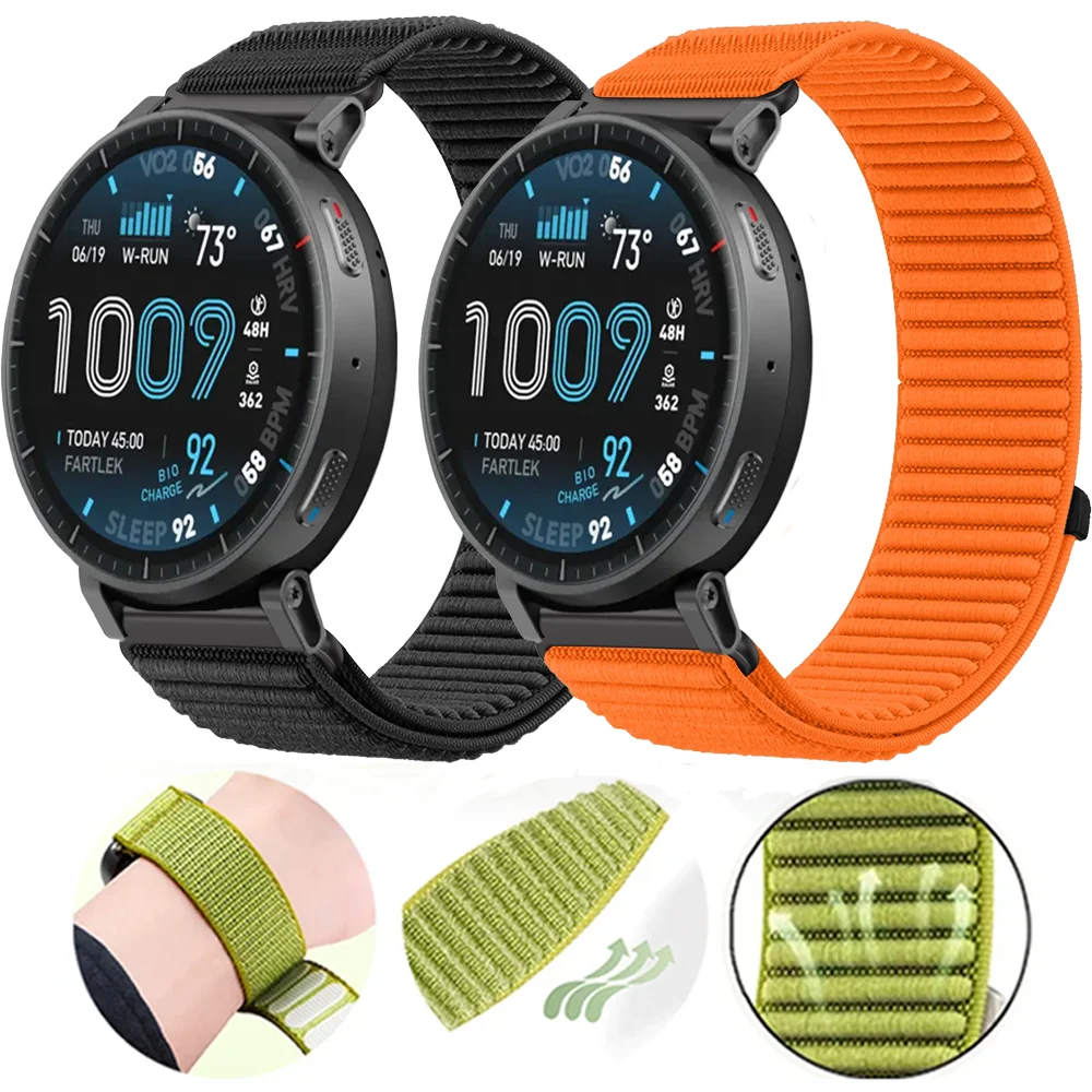 18/20/22mm Nylon Strap Band for Amazfit Active Max T-Rex3 Pro 48mm 44mm Helio Bip 6 Balance 2 Bracelet Amazfit Active 3 2 Square
