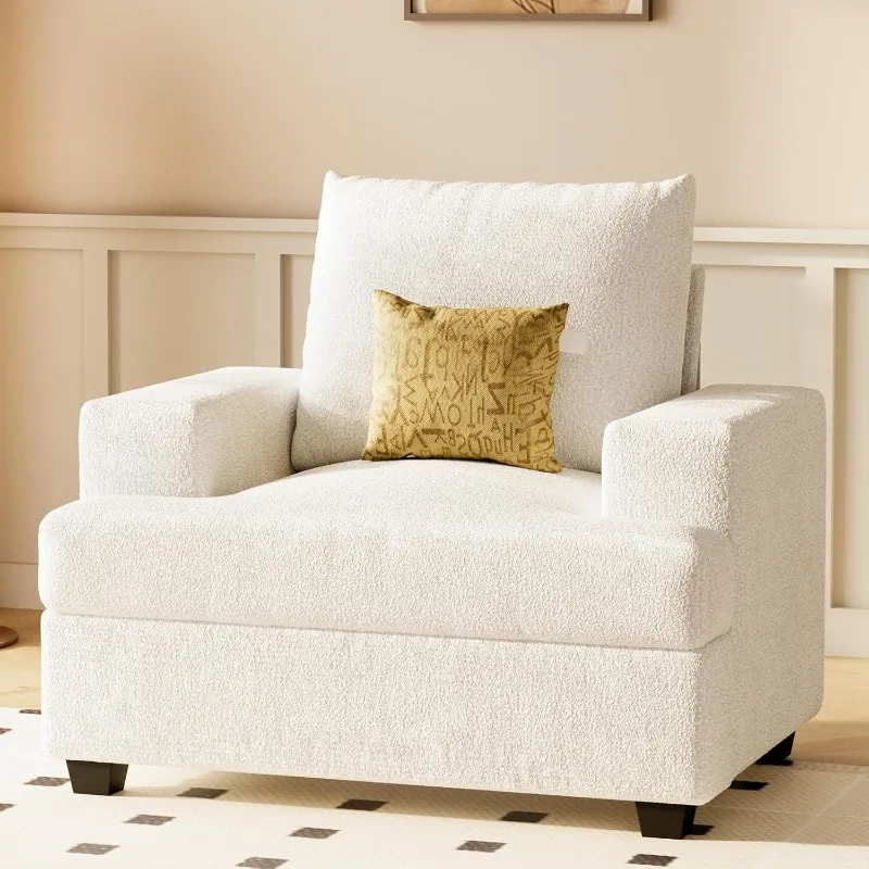

41" Sofa Couch with Extra Deep Single Seat, Tool-Free Setup , for Small Spaces, Living Room, Bedroom, Apartment, Beige