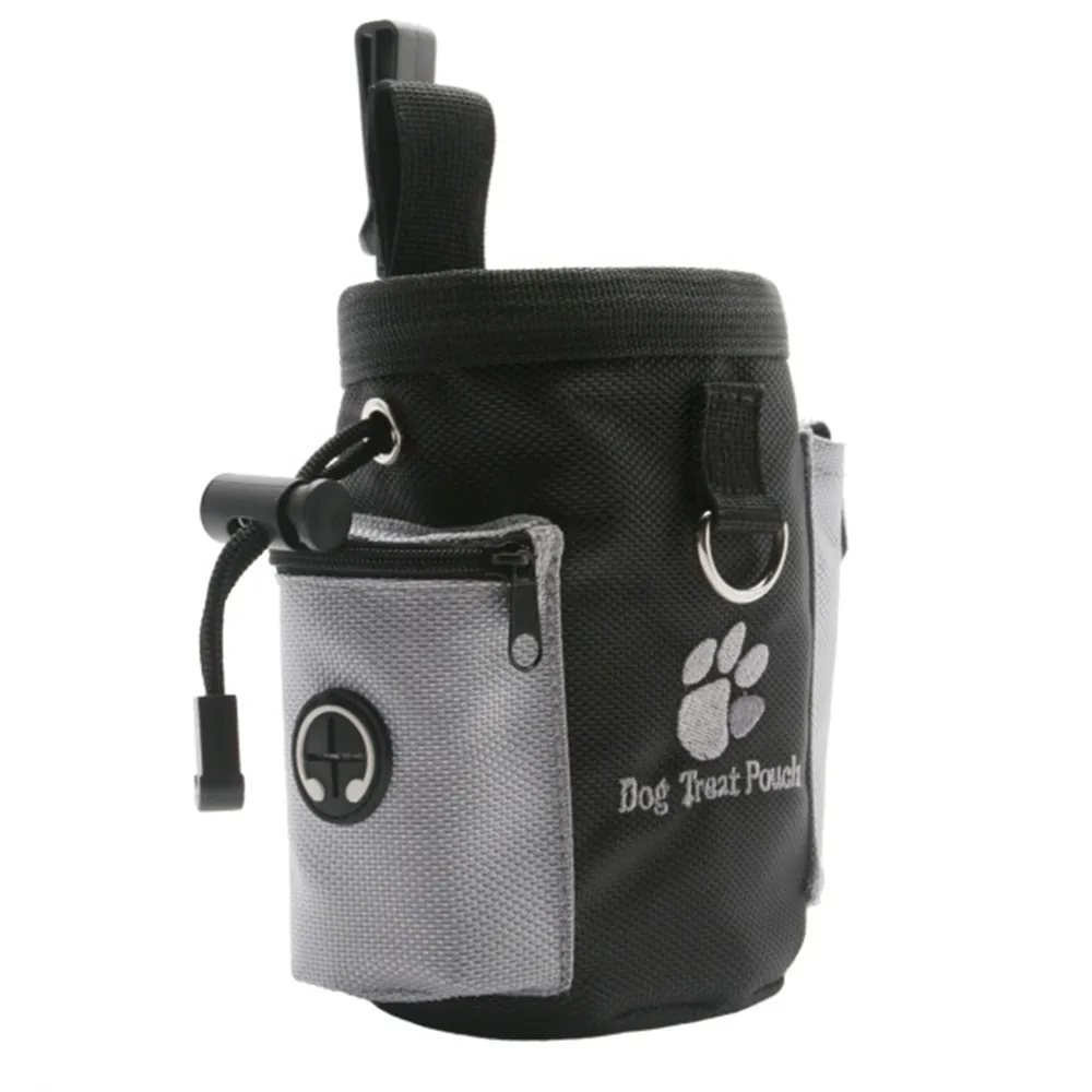 Black Outdoor Portable Feeding Pet Dog Treat Pouch Dog Training Bags Pet Snack Food Container Puppy Snack Reward Waist Bag