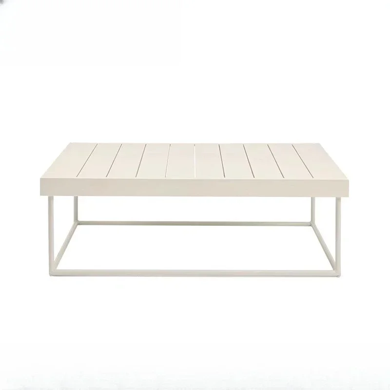 Poltrona per divano da esterno, sedia nordica in rattan di legno anticorrosivo, combinazione tavolino da caffè, cortile esterno all'aperto