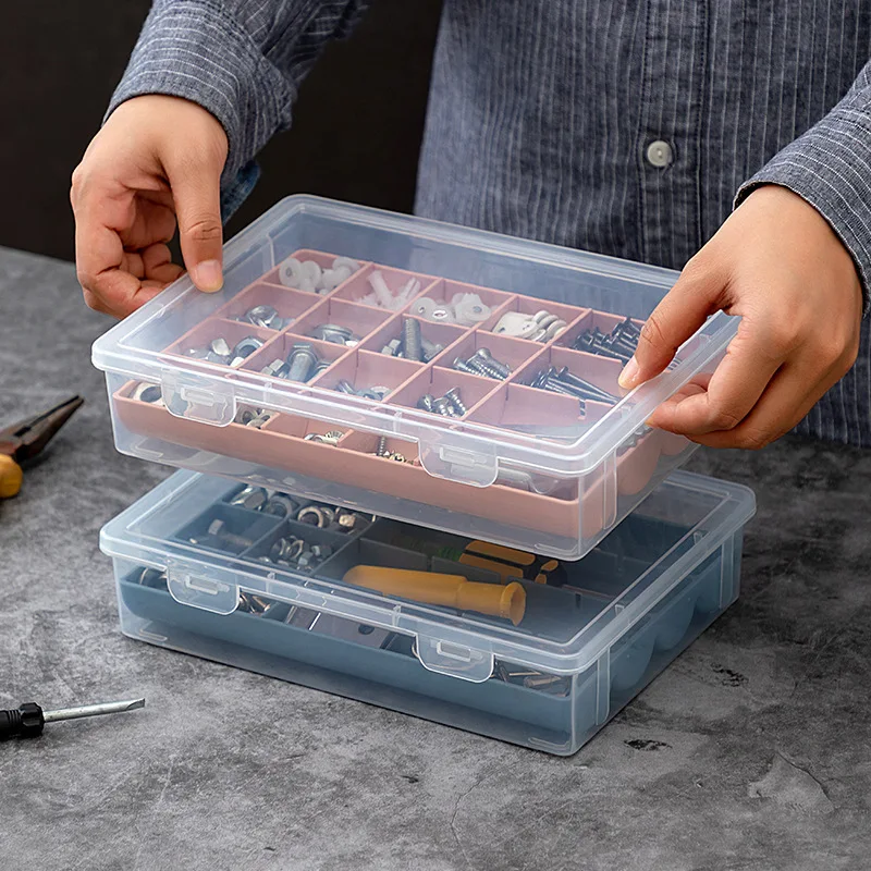 Hardware Tool Accessory Box Screw Nut Wrench Clear Plastic Storage Box Electronic Component Partition Organizer Home Tool Boxes