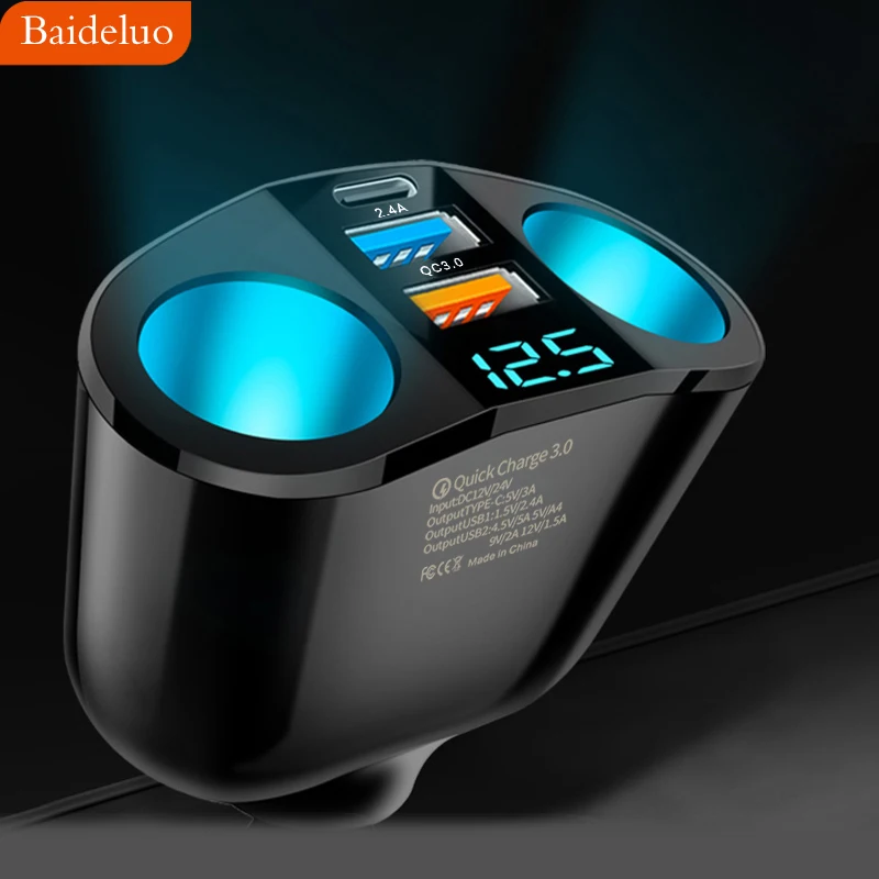 Dual USB Digital PD Car Charger Is Suitable for Charging Multiple Devices Simultaneously