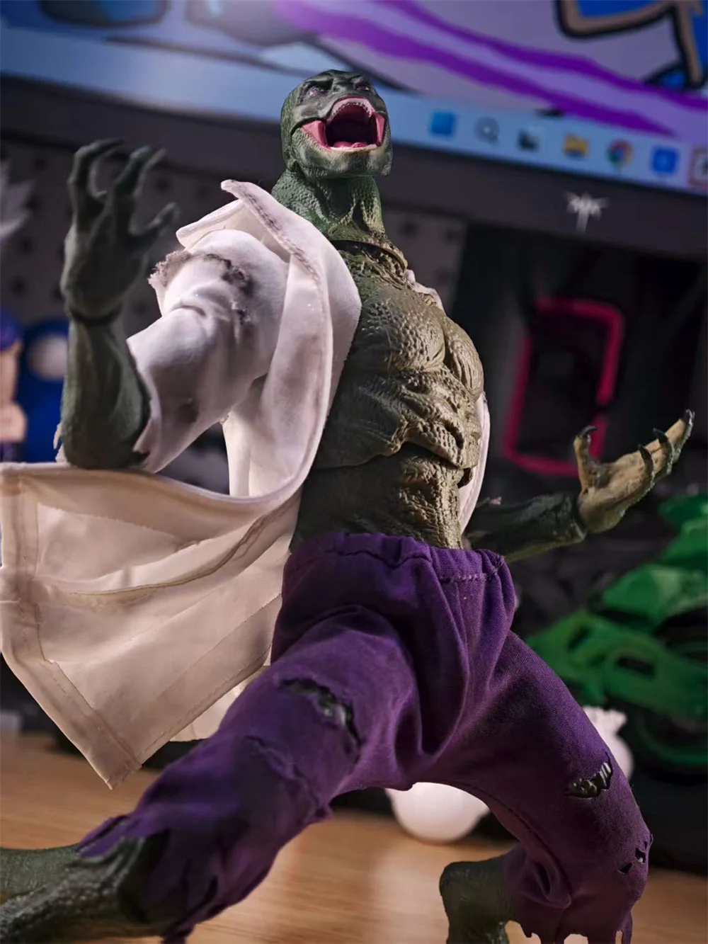 【Only Clothes】1/12 Scale Super Villain Lizard Doctor Cloth White Robe Shorts Set for 6in Action Figure Body Model Toys view 3