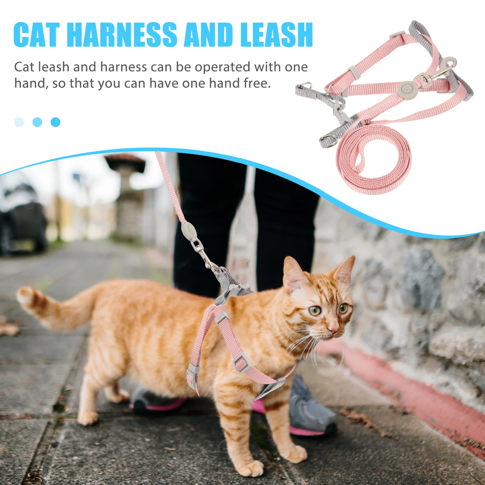 

Cat Harness Leash Set Escape Proof Adjustable for Small Cats Kitten Flexible Durable Pet Walking Halters Stylish Fashionable