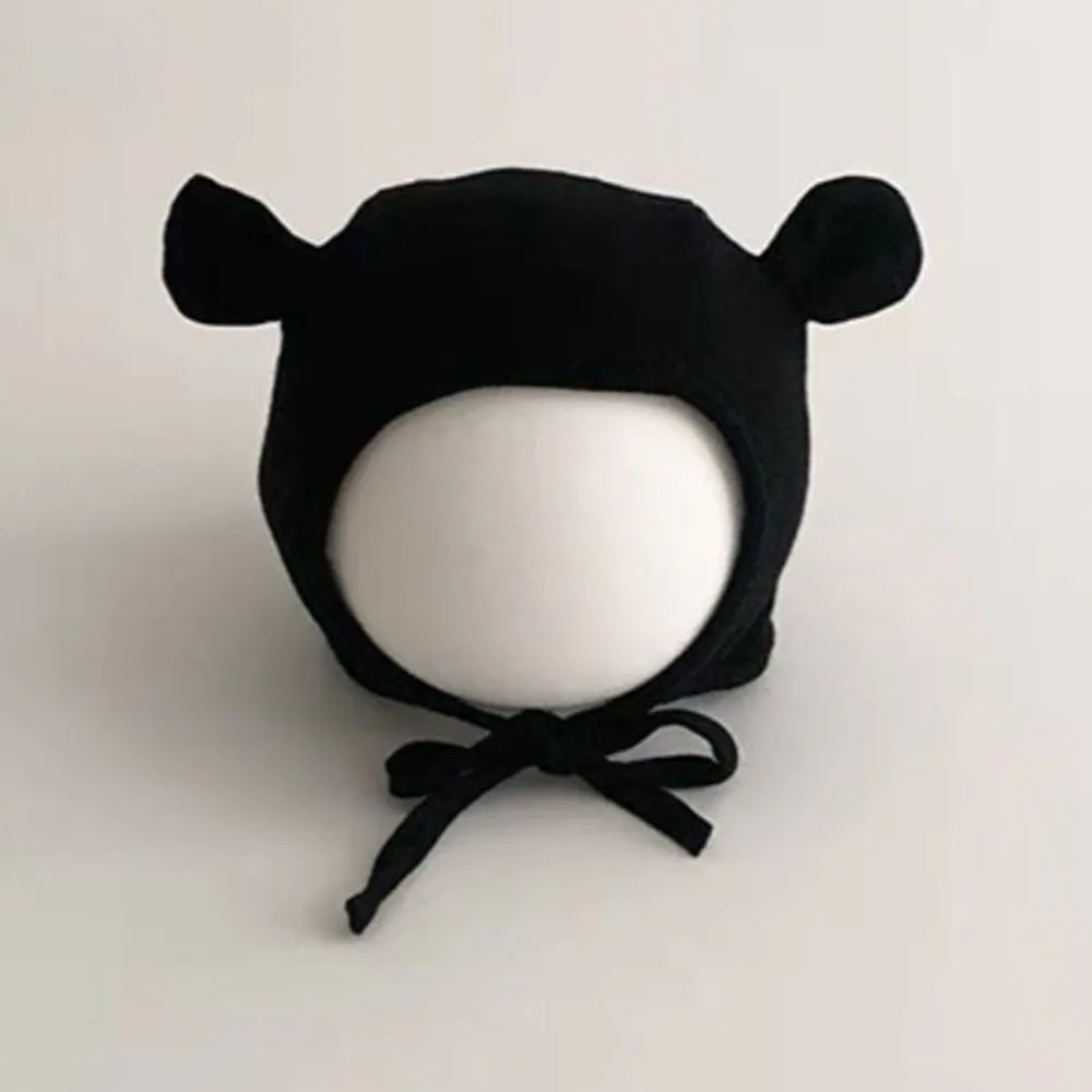 

Универсальная хлопковая шапка для новорожденных с медвежьими ушками, дышащая защитная шапка для ушей, шляпа плода унисекс