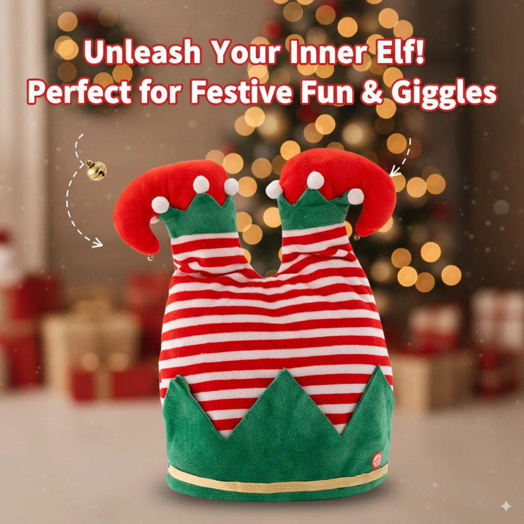 

Holiday Christmas Plush Dancing Hat Electric Funny Hat For Kid Adult Party Costume Creative Fun Gift Christmas Celebration Event