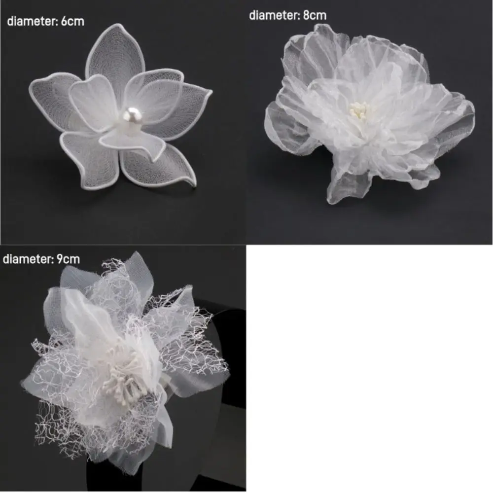 White Silk Flower Hairpin para Noiva, Side Clip, Multilayer Flower Hairpin, Fada Floral Headpieces, Moda Gril, Acessórios para Cabelo