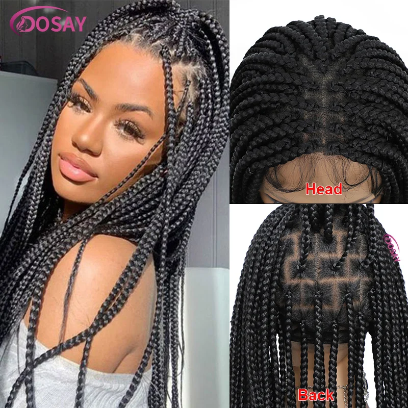 36Inch Synthetic Long Box Braided Wig Full Lace Straight Cornrow Braiding Wig Burgundy Knotless Cornrow Braid Wig With Baby Hair