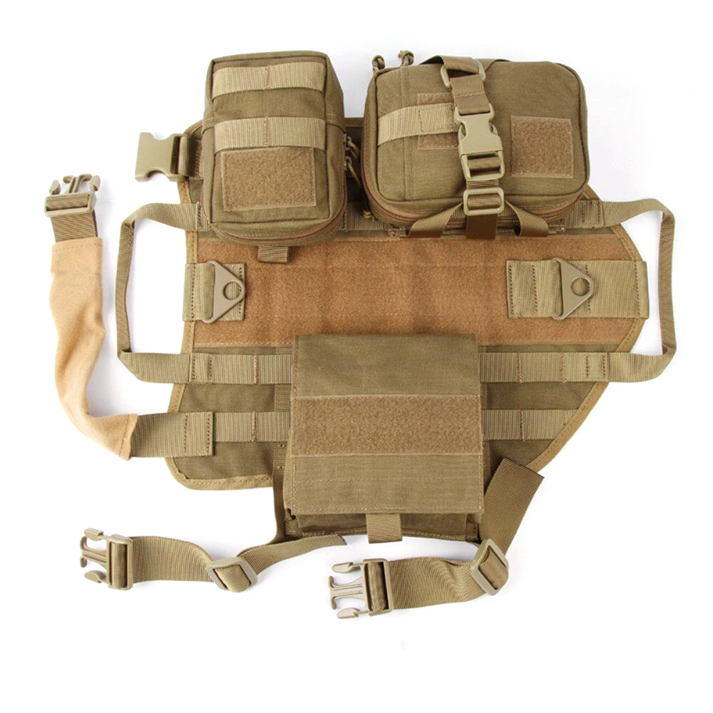 Large Dog Harness With Pouches Molle Vest K9 No-Pull Handle German Shepherd Training Tactical Harness For Dogs