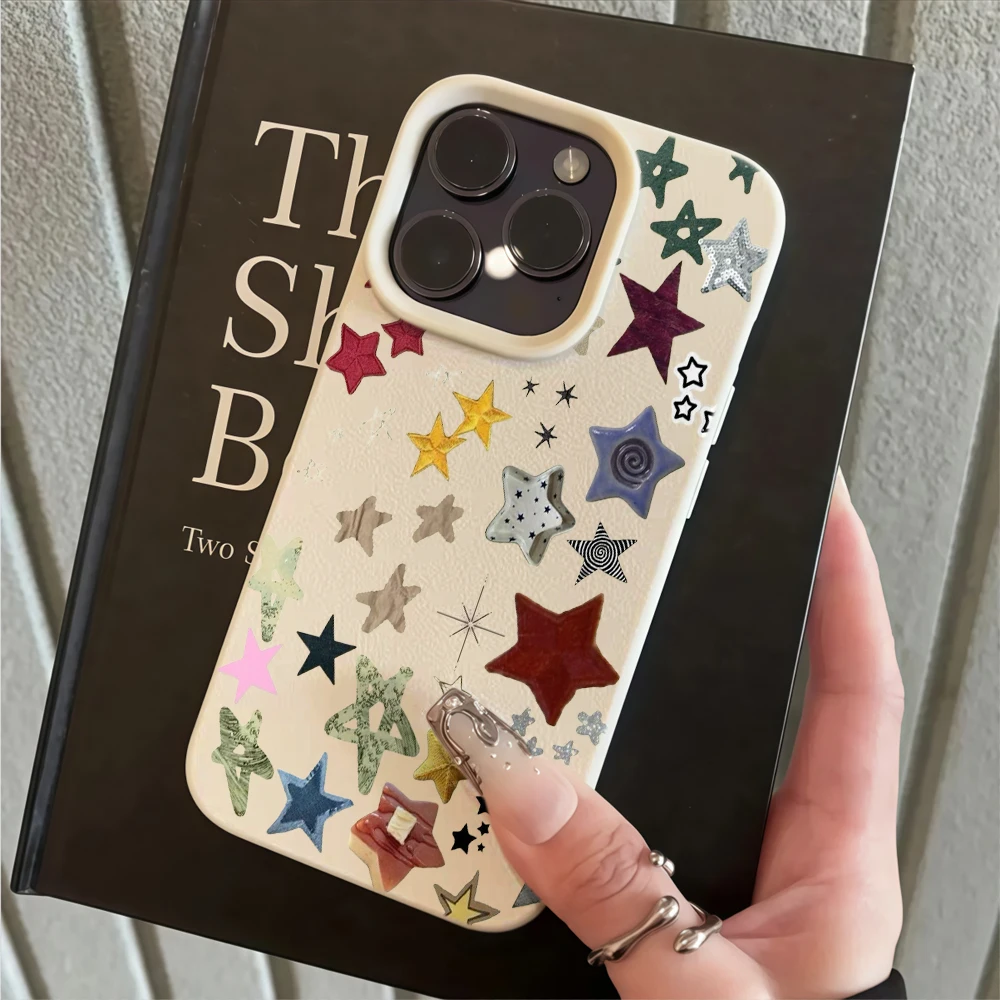 Five-Pointed Star Lychee Pattern Luxury Phone Case For 17 12 13 14 15 16 11 Pro Max Air 14 16 15 Plus X XS XR 16 2 in 1 Cover - view 6