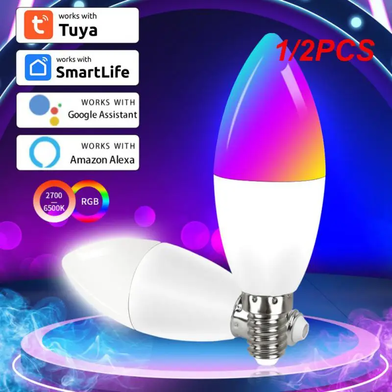 

1/2PCS Wifi Smart Light Bulb E14 Candle Lamp RGB+CW+WW 5W 7W 9W Tuya Smart Life APP Voice Control Compatible Alexa Home