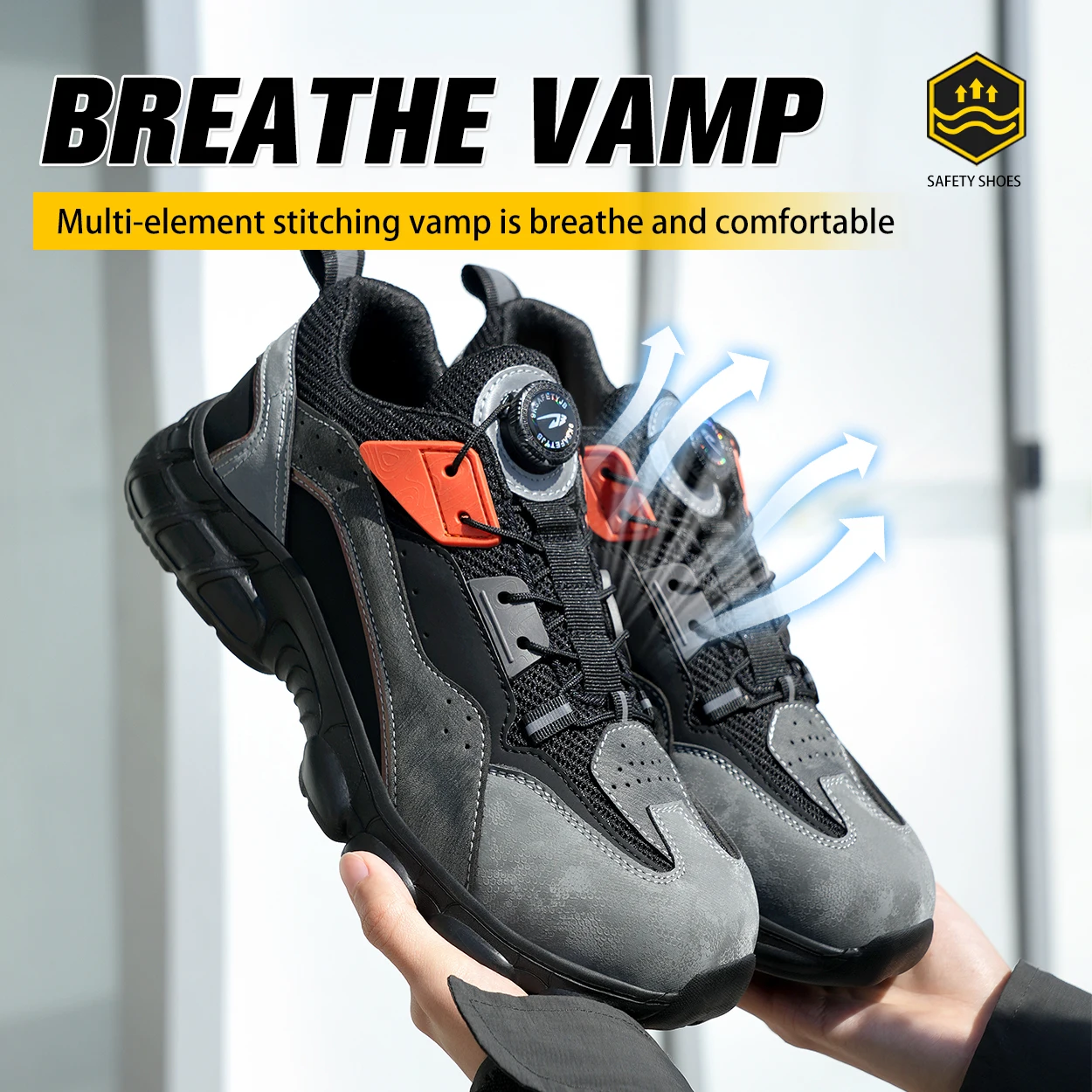 New Rotated Button Construction Work Safety Shoes For Men Sneakers Steel Toe Cap Shoe  Puncture-Proof Work Safety Shoes Boots