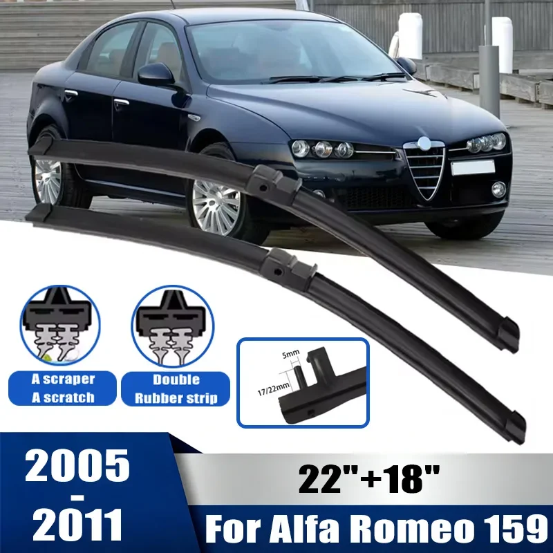 

2pcs Wiper Front Wiper Blades Set For Alfa Romeo 159 2005-2011 2006 2007 2008Windshield Windscreen Window 22"+18"Car Accessories