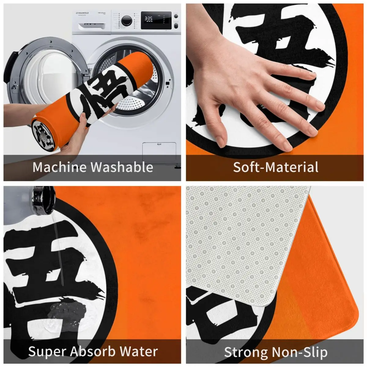 Japan Anime Bath Mat Orange Bathroom Accessories for Shower Home Entrance Anti-Slip Protective Floor Mat Anti-Slip Toilet Mat