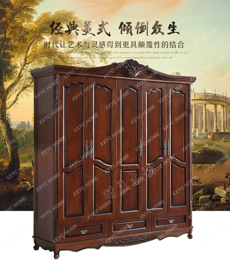 Vintage Doors Wardrobes Adults Wood Room Cupboard Cabinet Wardrobes Clothes Storage