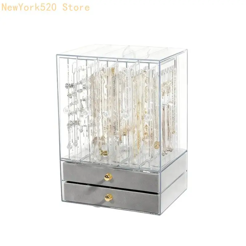 Clear View Large Capacity Acrylic Jewelry Box For Necklaces Earrings Rings Bracelets N84C