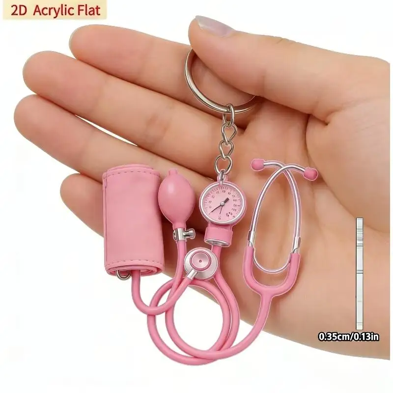 Hot Stethoscope And Sphygmomanometer Acrylic Keychain Cute  Gift For Nurses Decor