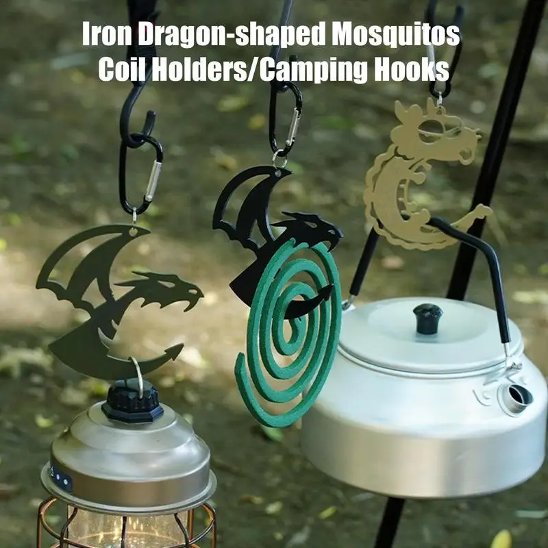 

Outdoor Camping Iron Dragon Fly Coil Hanger Multifunctional Hook Portable Metal Mosquito Coil Holder Multi-purpose Storage Hooks