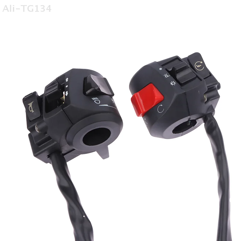 مفاتيح مقود الدراجة النارية متعددة الاستخدام؛ الاختناق، بدء التشغيل الكهربائي، المصباح الأمامي، إشارة الانعطاف، التحكم في القرن