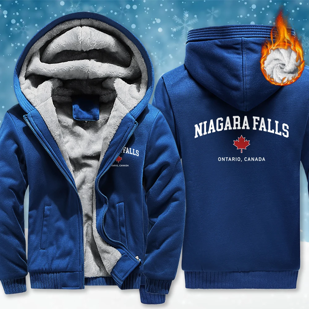

Niagara Falls Ontario Canada утепленное пальто с принтом на молнии для мужчин уличная флисовая толстовка с капюшоном модная повседневная одежда унисекс зимний свободный топ