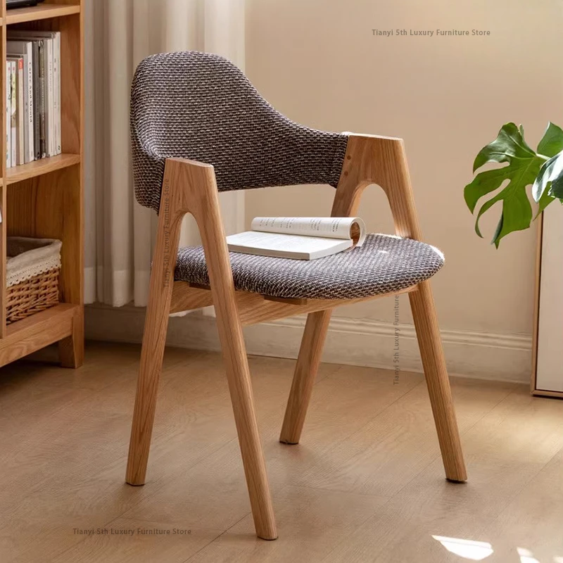 Silla de comedor japonesa de madera maciza, silla de comedor sencilla y moderna de lujo Wabi-sabi, muebles para el hogar y la sala de estar, Sillas Para Comedor FYDC