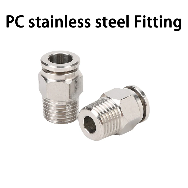 304 Stainless Steel Pneumatic Hose Fitting PC Air Tube Connector M5 1/8 1/4 3/8 1/2 BSP Quick Release Pipe Fittings PC4 6 8 10